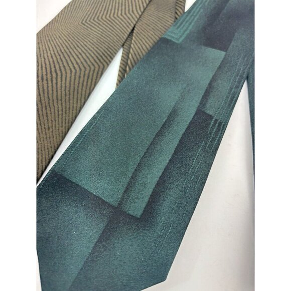 LOT OF 2 Dolce & Gabbana Made in Italy Men's Silk Ties Green Abstract & Stripes - Picture 5 of 8